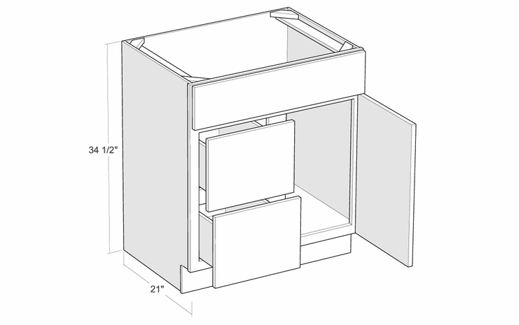 Montclair Cashmere V3621D-L: 36" Left Drawer Vanity Sink Base Cabinet: Assembled Kitchen Cabinets
