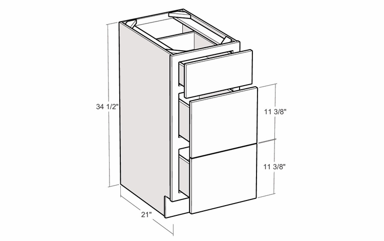 Montclair Cashmere VDB1221: 12" Vanity 3-Drawer Base Cabinet: Assembled Kitchen Cabinets
