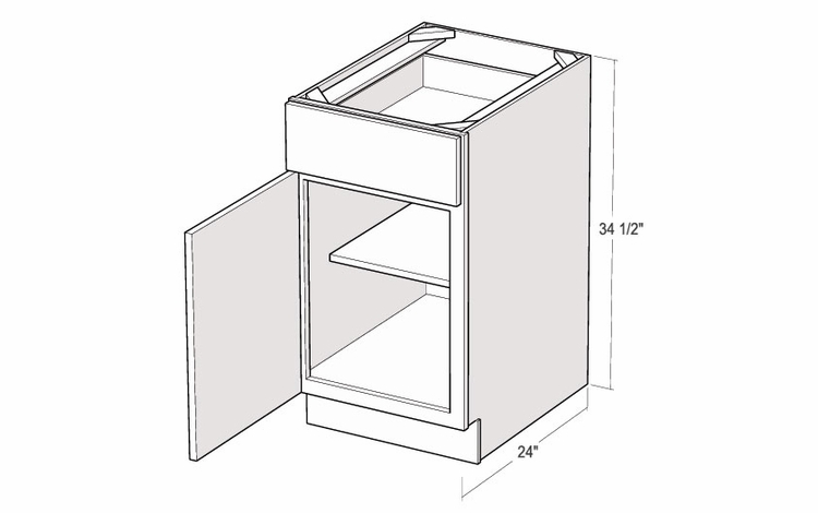 Montclair Lace B21-L: 21" Base Cabinet (Left Hinge Door): Assembled Kitchen Cabinets