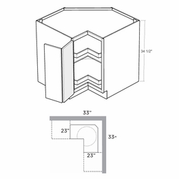 Montclair Lace BLS33-L: 33" Corner Base Super Susan Cabinet (Left Hinge Door): Assembled Kitchen Cabinets