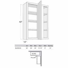 Montclair Lace BLW30/3342: 42" High Blind Wall Cabinet: Assembled Kitchen Cabinets