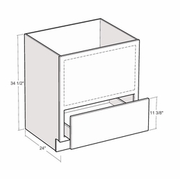 Montclair Lace BM24: 24" Base Microwave Cabinet With Drawer: Assembled Kitchen Cabinets
