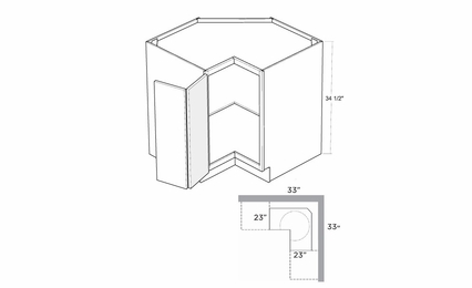 Montclair Lace BSQC33-L: 33" Square Corner Base Cabinet (Left Hinge Door): Assembled Kitchen Cabinets