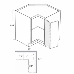 Montclair Lace BSQC33-R: 33" Square Corner Base Cabinet (Right Hinge Door): Assembled Kitchen Cabinets