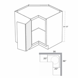 Montclair Lace BSQC36-L: 36" Square Corner Base Cabinet (Left Hinge Door): Assembled Kitchen Cabinets