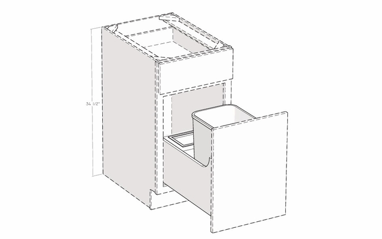 Montclair Lace BWBU18: Soft Close Waste Basket Pullout: Assembled Kitchen Cabinets