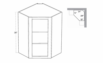 Montclair Lace CWFI2436: Finished Interior Corner Wall Cabinet: Assembled Kitchen Cabinets