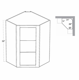 Montclair Lace CWFI2436: Finished Interior Corner Wall Cabinet: Assembled Kitchen Cabinets