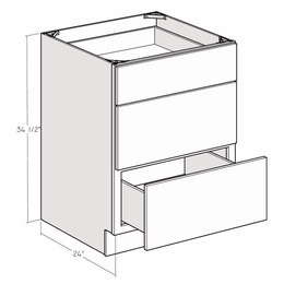 Montclair Lace DB21: 21" 3-Drawer Base Cabinet: Assembled Kitchen Cabinets