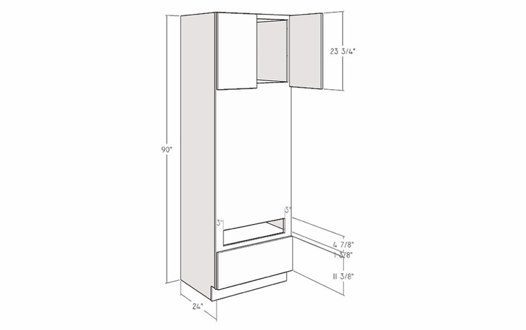 Montclair Lace OVDT3090: 90" Double Oven Cabinet With Tall Drawer: Assembled Kitchen Cabinets