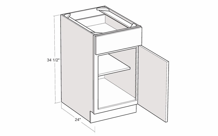 Montclair Sapphire B21-R: 21" Base Cabinet (Right Hinge Door): Assembled Kitchen Cabinets