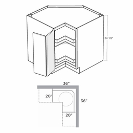Montclair Sapphire BLS36-L: 36" Corner Base Lazy Susan Cabinet (Left Hinge Door): Assembled Kitchen Cabinets