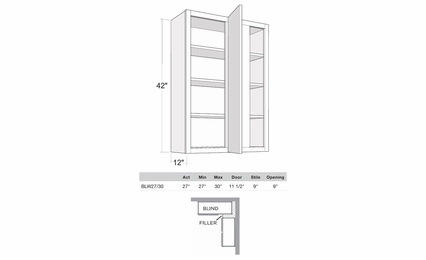 Montclair Sapphire BLW27/3042: 42" High Blind Wall Cabinet: Assembled Kitchen Cabinets