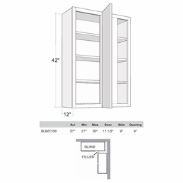 Montclair Sapphire BLW27/3042: 42" High Blind Wall Cabinet: Assembled Kitchen Cabinets