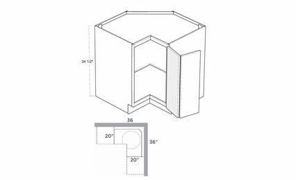 Montclair Sapphire BSQC36-R: 36" Square Corner Base Cabinet (Right Hinge Door): Assembled Kitchen Cabinets