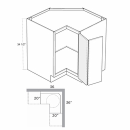 Montclair Sapphire BSQC36-R: 36" Square Corner Base Cabinet (Right Hinge Door): Assembled Kitchen Cabinets