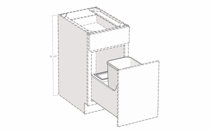 Montclair Sapphire BWBU15: Soft Close Waste Basket Pullout: Assembled Kitchen Cabinets