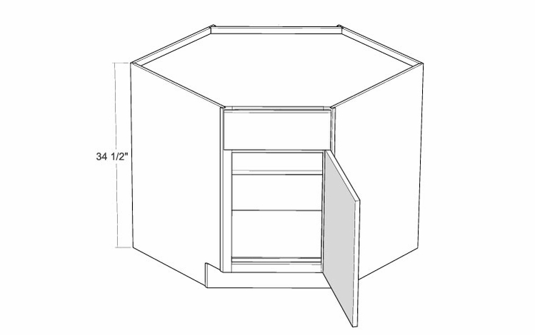 Montclair Sapphire CSB36-R: 36" Diagonal Corner Sink Base Cabinet (Right Hinge Door): Assembled Kitchen Cabinets