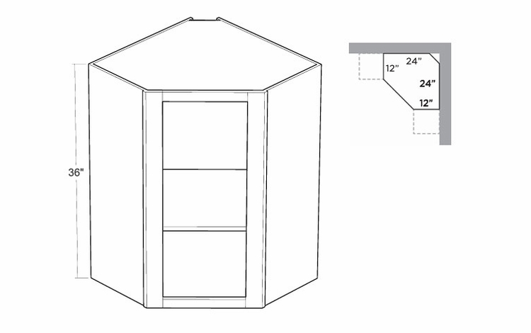 Montclair Sapphire CWFI2436: Finished Interior Corner Wall Cabinet: Assembled Kitchen Cabinets