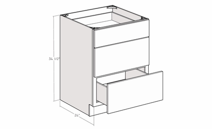 Montclair Sapphire DB30: 30" 3-Drawer Base Cabinet: Assembled Kitchen Cabinets