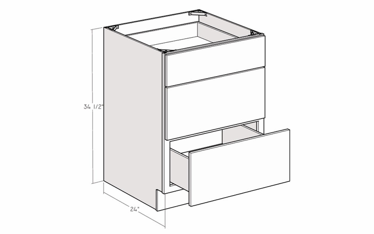 Montclair Sapphire DB36: 36" 3-Drawer Base Cabinet: Assembled Kitchen Cabinets