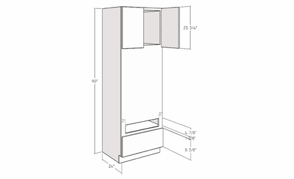 Montclair Sapphire OVDT3090: 90" Double Oven Cabinet With Tall Drawer: Assembled Kitchen Cabinets
