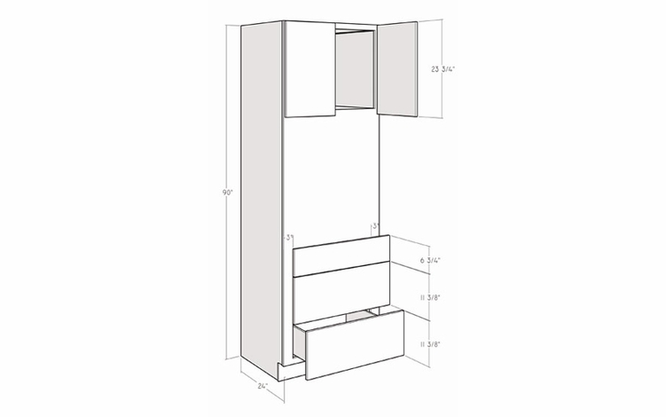 Montclair Sapphire OVS3090: 90" Single Oven Cabinet: Assembled Kitchen Cabinets