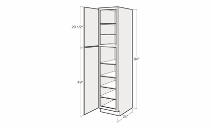 Montclair Sapphire UC1824x84-L: 18" Utility Cabinet (Left Hinge Door): Assembled Kitchen Cabinets