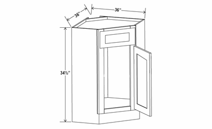 Navy Blue CSB36: Corner Sink Base Cabinet: Assembled Kitchen Cabinets