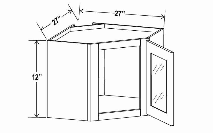 Navy Blue DCW2712GD: Wall Diagonal Glass Door Corner Cabinet: Assembled Kitchen Cabinets