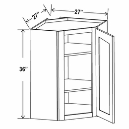 Navy Blue DCW2736: Wall Diagonal Corner Cabinet: Assembled Kitchen Cabinets
