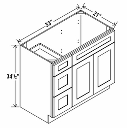 Navy Blue V3321DL: Vanity Combo Cabinet With Left Drawers: Assembled Kitchen Cabinets