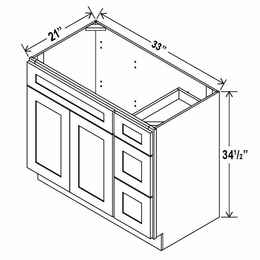 Navy Blue V3321DR: Vanity Combo Cabinet With Right Drawers: Assembled Kitchen Cabinets