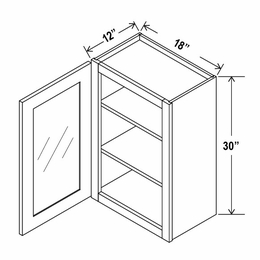 Navy Blue W1830GD: 30"High Wall Cabinet With 1 Glass Door: Assembled Kitchen Cabinets