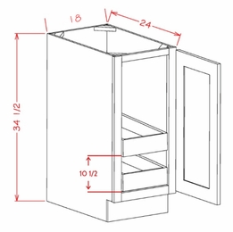 Oxford Cashmere B18FH2RS: Single Full Height Door, Two Rollout Shelf Base Cabinet: RTA Kitchen Cabinets