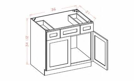 Oxford Cashmere VSD36: Vanity Combo Base Cabinet: RTA Kitchen Cabinets