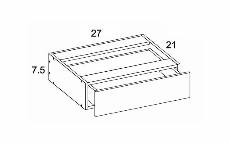 Palermo Gloss White VKD27: Vanity Knee Drawer: RTA Kitchen Cabinets