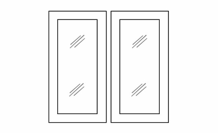 Petit Oak W3636BGD: Glass Door Set - No Mullion: RTA Kitchen Cabinet