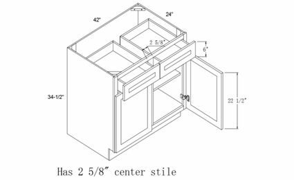 Profile Caviar B42: Base Cabinet Two Doors Two Drawers: RTA Kitchen Cabinets