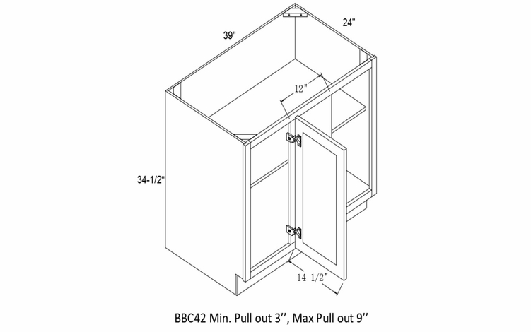 Profile Caviar BBC42: Base Blind Corner Cabinet With Full Height Door: RTA Kitchen Cabinets