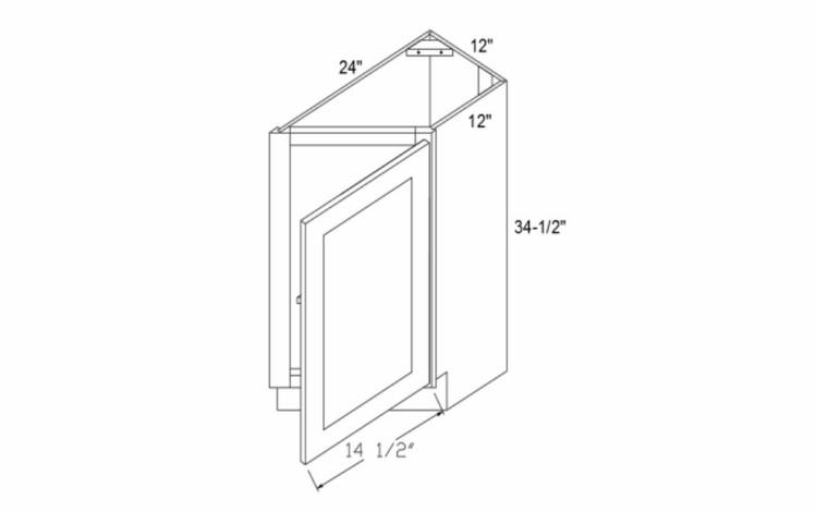 Profile Caviar BTC12R: Right Base Transitional Cabinet: RTA Kitchen Cabinets