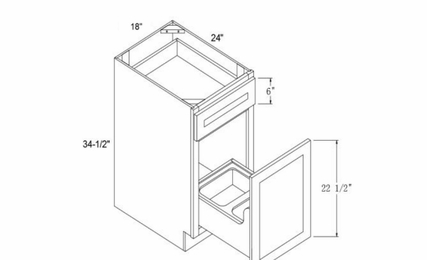 Profile Caviar BWB18: Base Waste Basket Cabinet: RTA Kitchen Cabinets