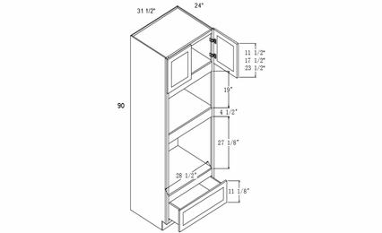 Profile Caviar OC31 1/2 90S+M: Double Oven Cabinet Two Doors One Drawer: RTA Kitchen Cabinets