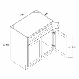 Profile Caviar SB30: Sink Base Cabinet With False Drawer Front: RTA Kitchen Cabinets