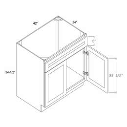 Profile Caviar SB42: Sink Base Cabinet With False Drawer Front: RTA Kitchen Cabinets