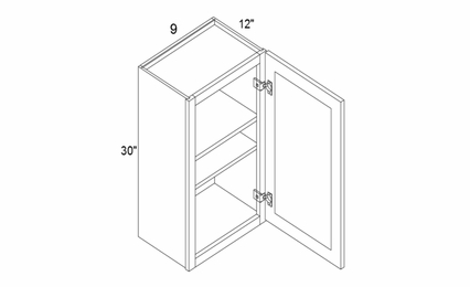 Profile Caviar W0930: 30" Height Wall Cabinet: RTA Kitchen Cabinets