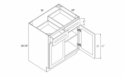 Profile Glacier B33: Base Cabinet Two Doors Two Drawers: RTA Kitchen Cabinets
