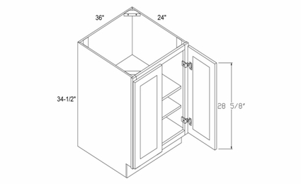 Profile Glacier B36FHD: Base Cabinet With Full Height Door: RTA Kitchen Cabinets