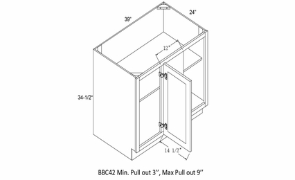 Profile Glacier BBC42: Base Blind Corner Cabinet With Full Height Door: RTA Kitchen Cabinets