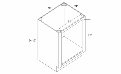 Profile Glacier BOC30: Base Oven Cabinet: RTA Kitchen Cabinets